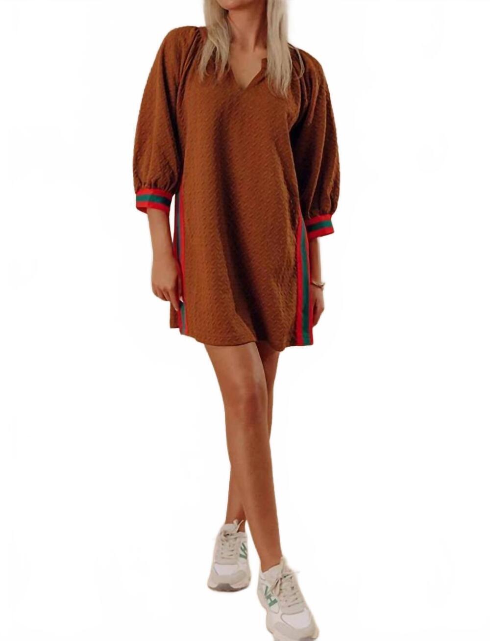 NEW ENTRO cider house mini dress in camel